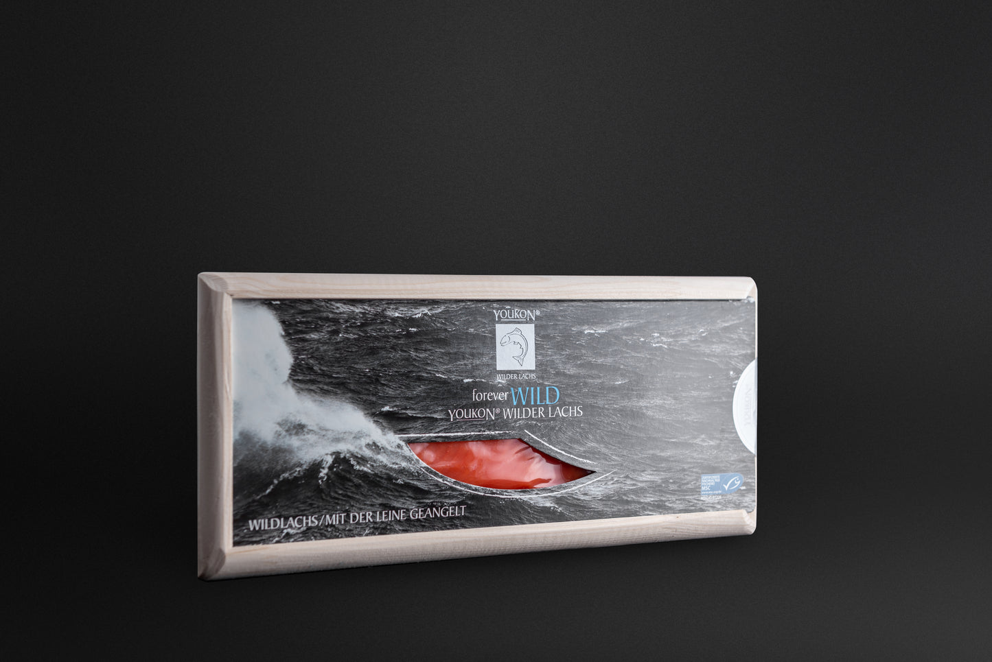 Youkon Wild Red Salmon in noble natural-wood-packaging