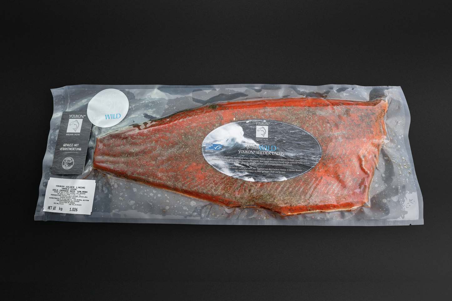 Youkon Wild Red Salmon Graved - whole side unsliced
