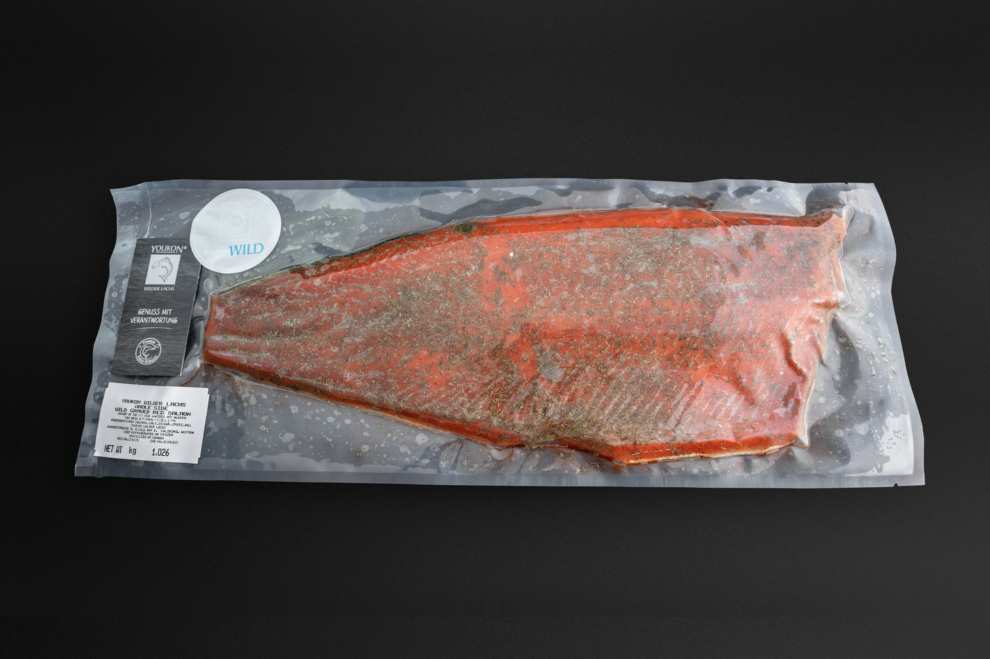 Youkon Wild Red Salmon Graved - whole side unsliced