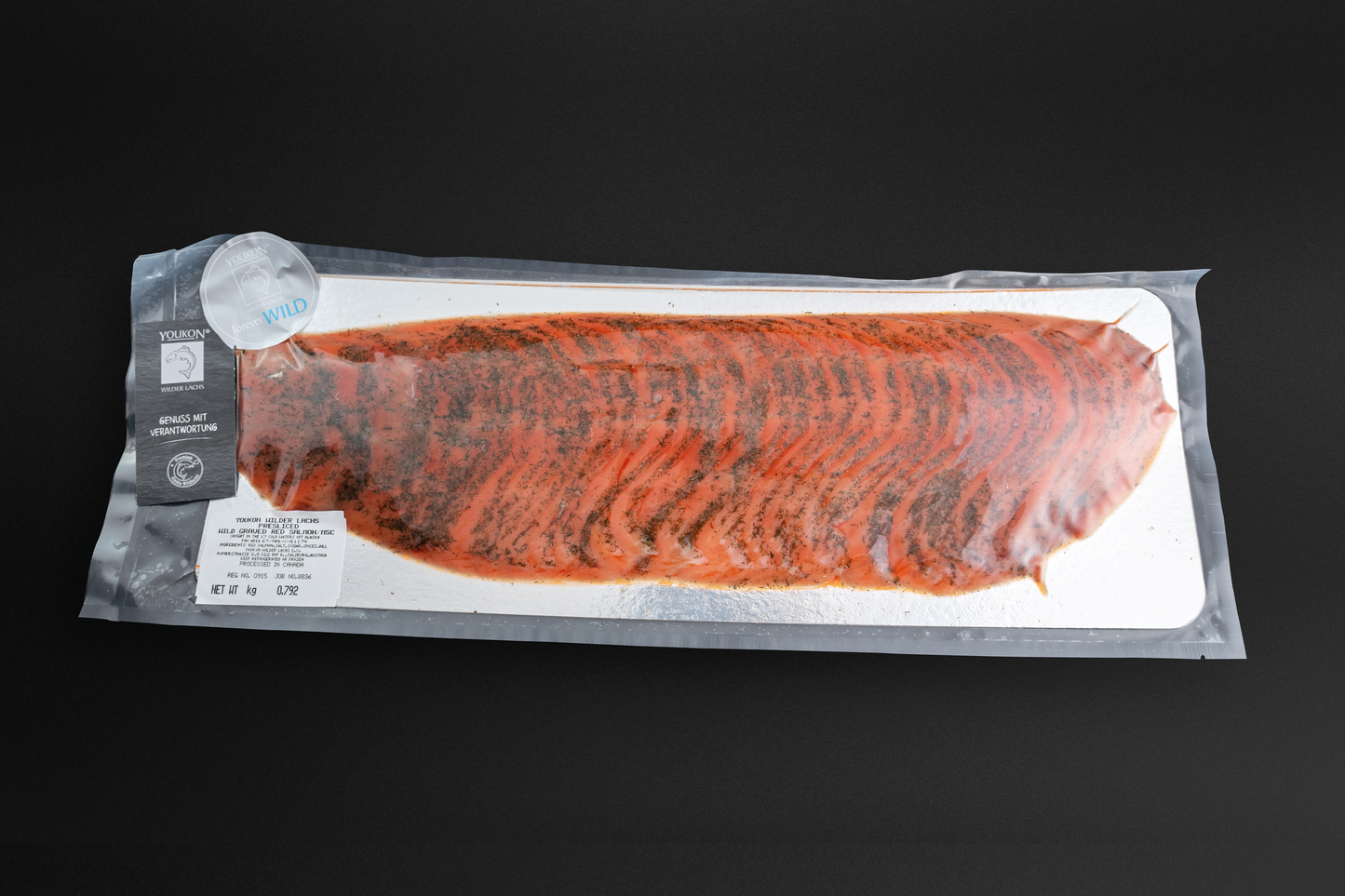 Youkon Wild Red Salmon Graved - whole side sliced