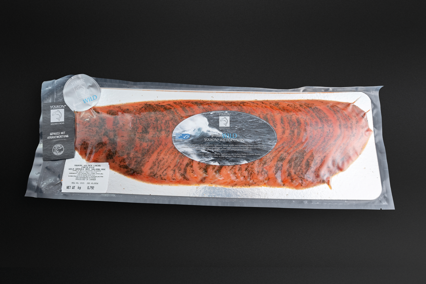 Youkon Wild Red Salmon Graved - whole side sliced