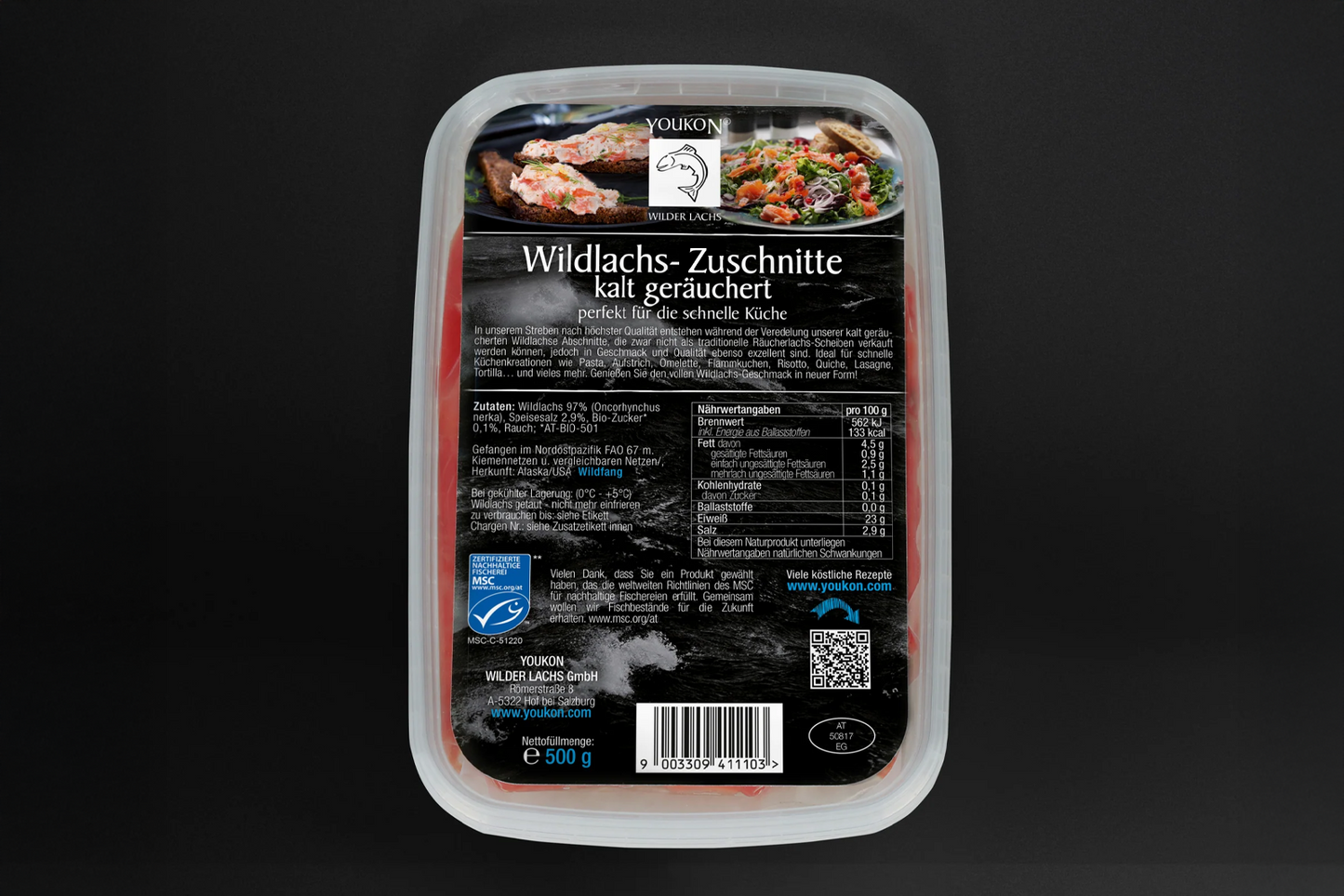 Wildlachs Zuschnitte 500g, kalt geräuchert