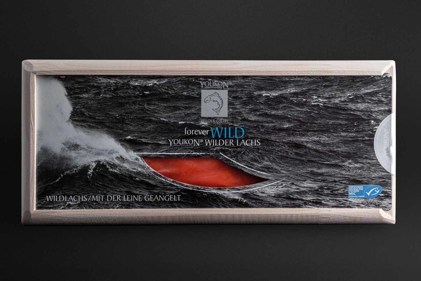 Youkon Red Salmon in edler Naturholzverpackung